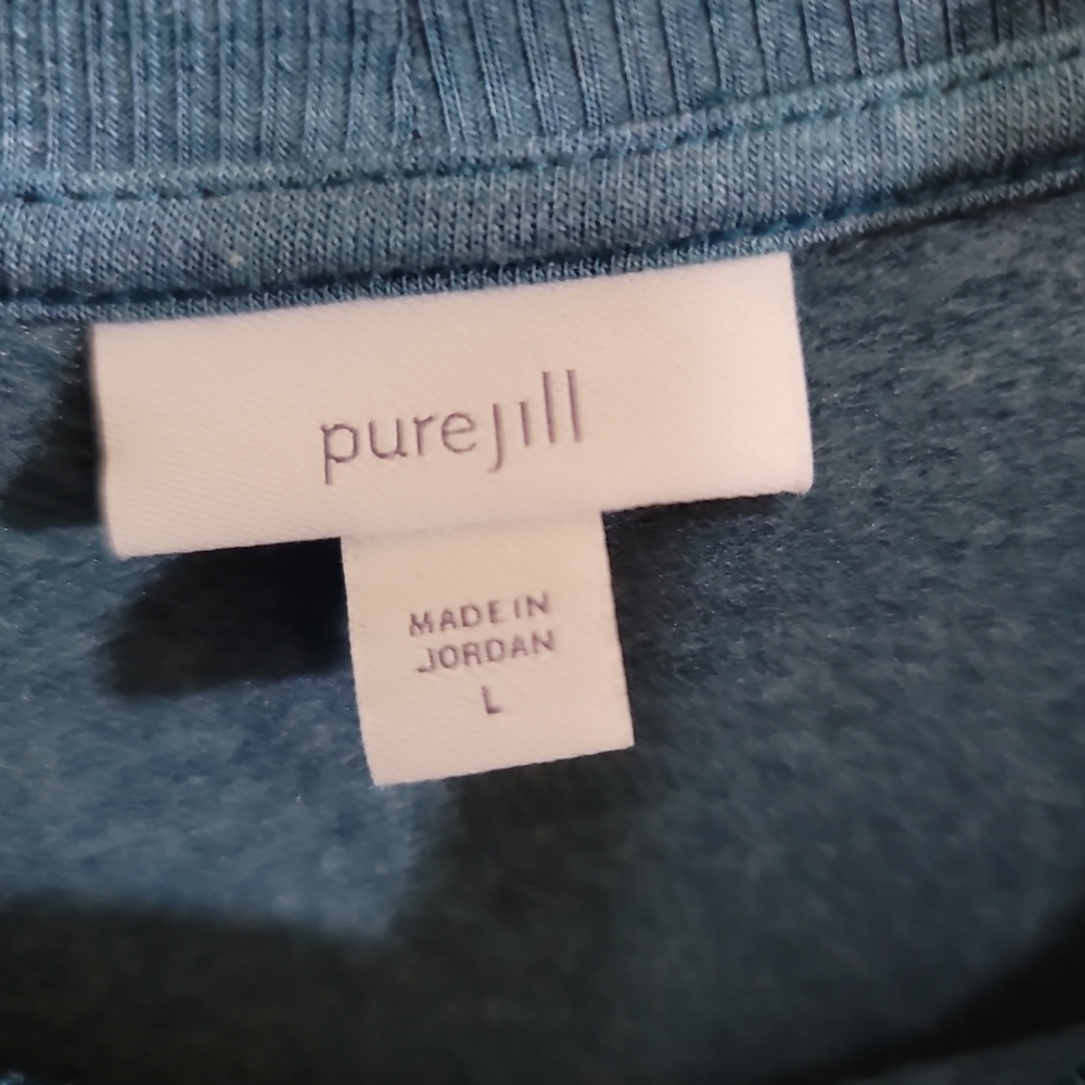 PureJill J. Jill Stretch Knit Pullover Long Sleeve Shirt Large Heathered Blue - Picture 3 of 5